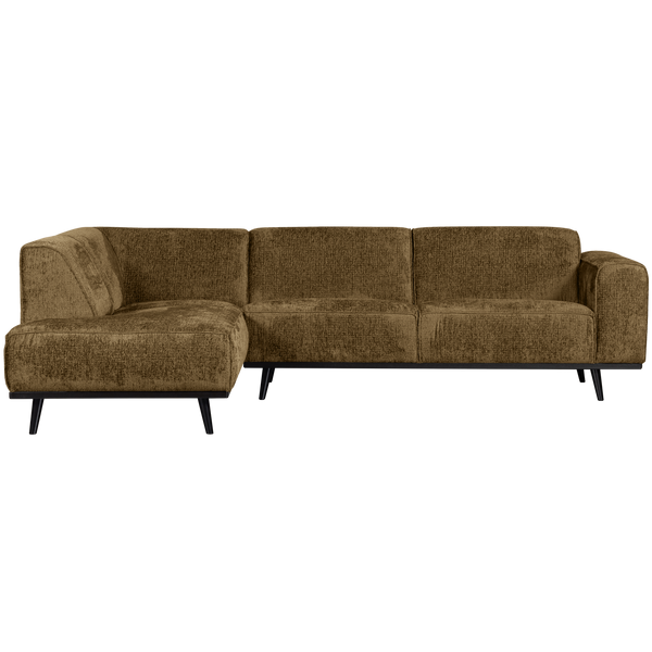 Statement hoekbank links structure velvet brass