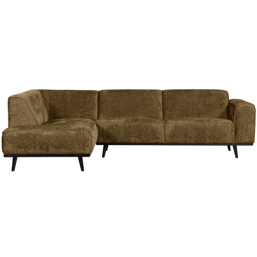 Statement hoekbank links structure velvet brass