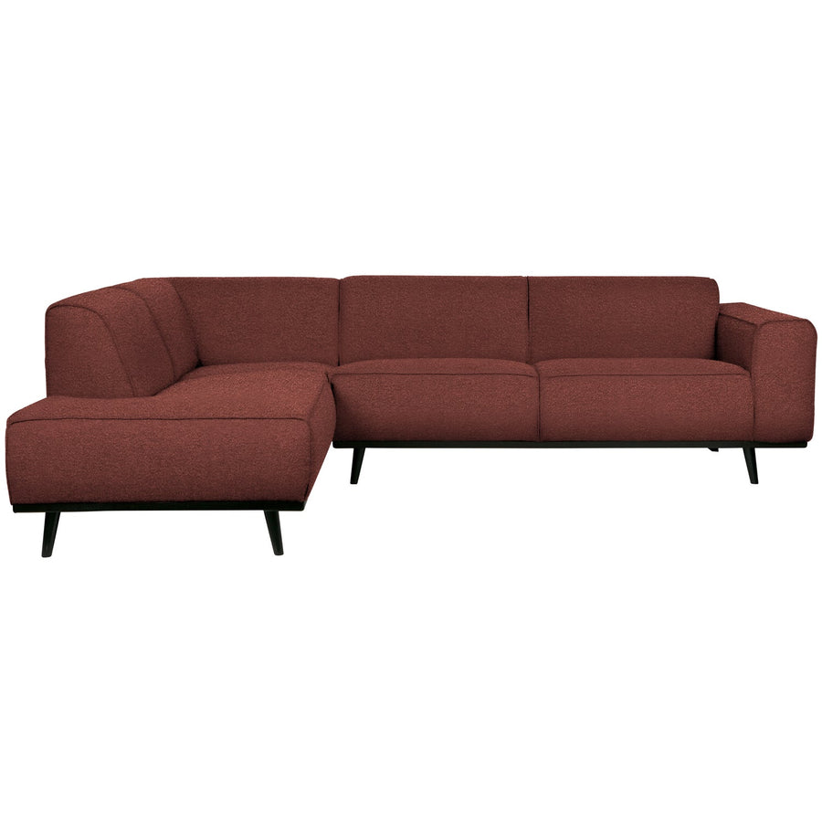 Statement hoekbank links boucle kastanjebruin