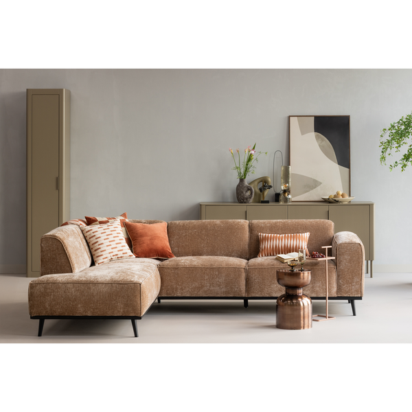 Statement hoekbank links chenille velvet taupe