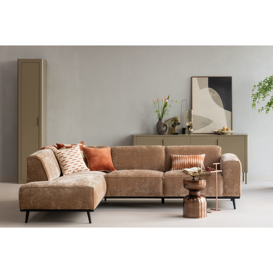 Statement hoekbank links chenille velvet taupe