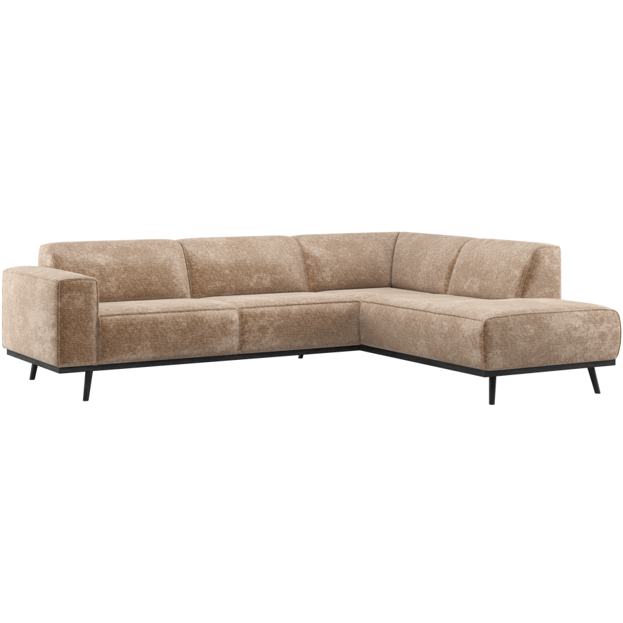 Statement hoekbank rechts chenille velvet taupe