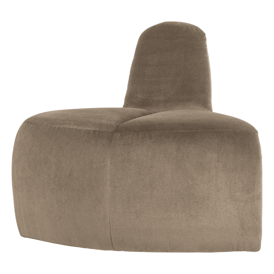 Mojo eetbank hoek rond rugleuning velvet khaki