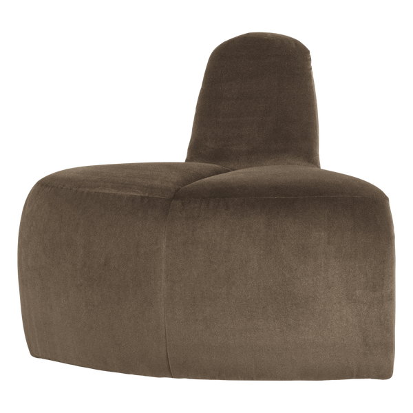 Mojo eetbank hoek rond rugleuning velvet taupe