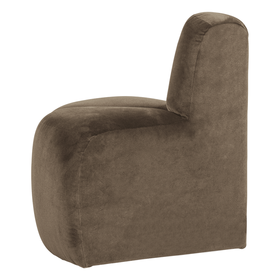 Mojo eetbank hoek rond rugleuning velvet taupe