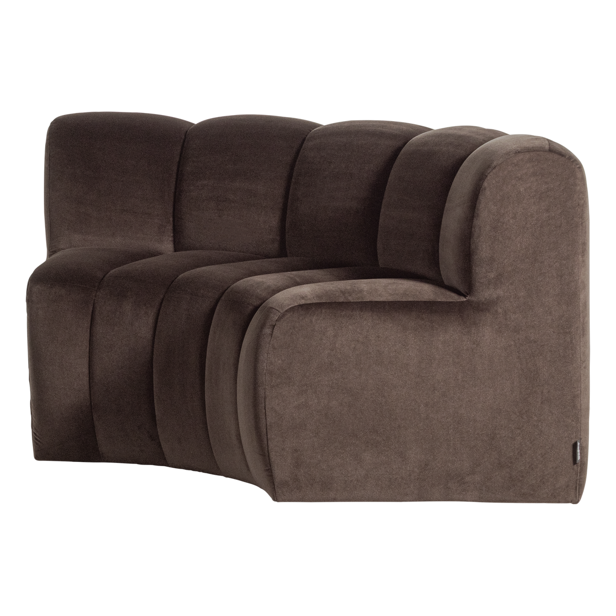 Mojo eetbank halfronde hoek rugleuning velvet bruin