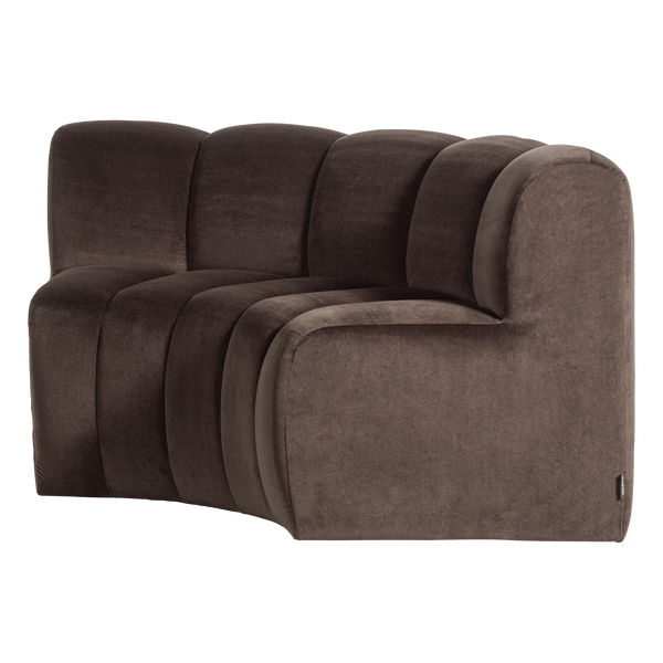 Mojo eetbank halfronde hoek rugleuning velvet bruin