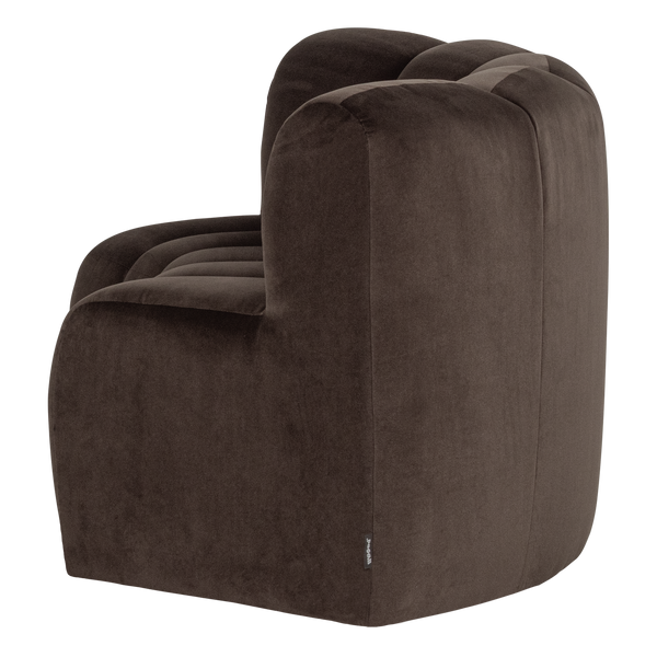 Mojo eetbank halfronde hoek rugleuning velvet bruin
