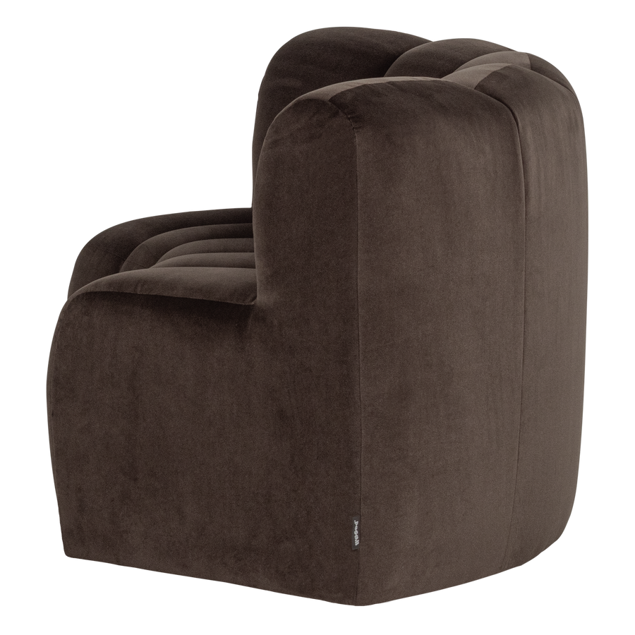 Mojo eetbank halfronde hoek rugleuning velvet bruin