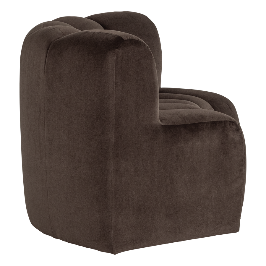 Mojo eetbank halfronde hoek rugleuning velvet bruin