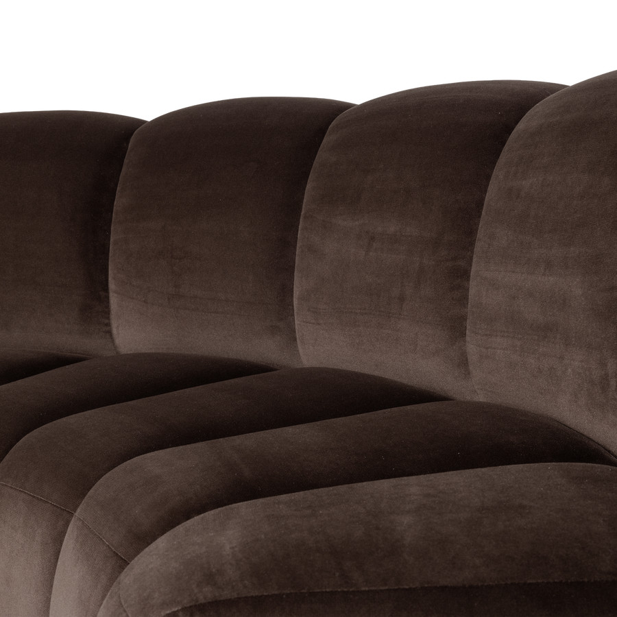 Mojo eetbank halfronde hoek rugleuning velvet bruin