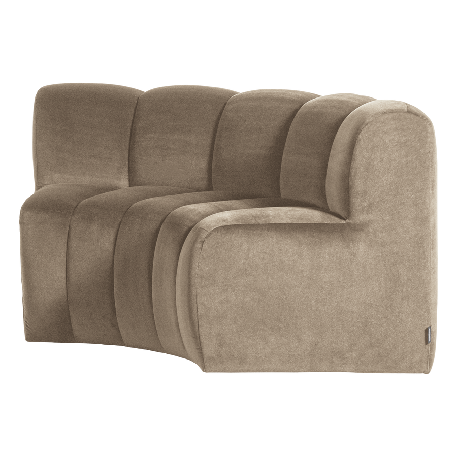 Mojo eetbank halfronde hoek rugleuning velvet khaki