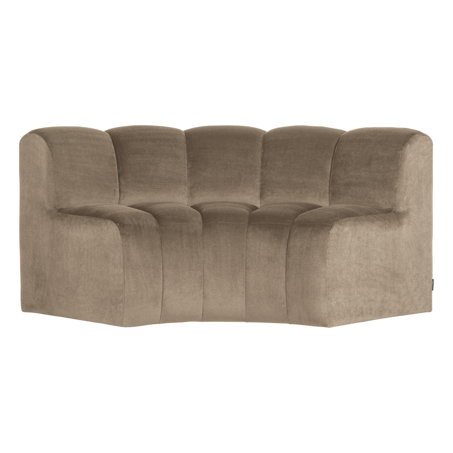 Mojo eetbank halfronde hoek rugleuning velvet khaki