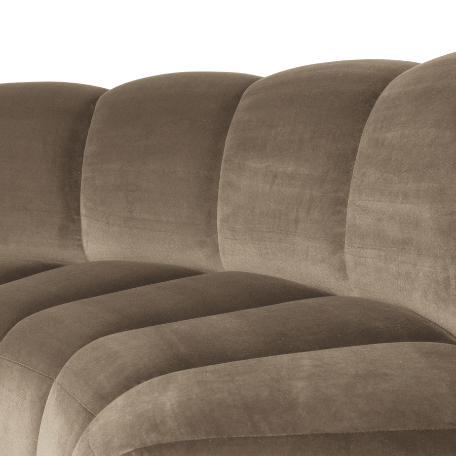 Mojo eetbank halfronde hoek rugleuning velvet khaki