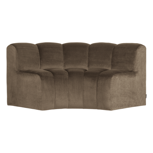 Mojo eetbank halfronde hoek rugleuning velvet taupe