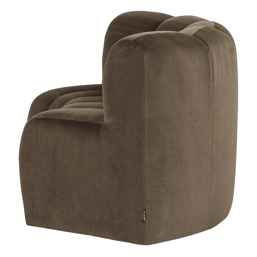 Mojo eetbank halfronde hoek rugleuning velvet taupe