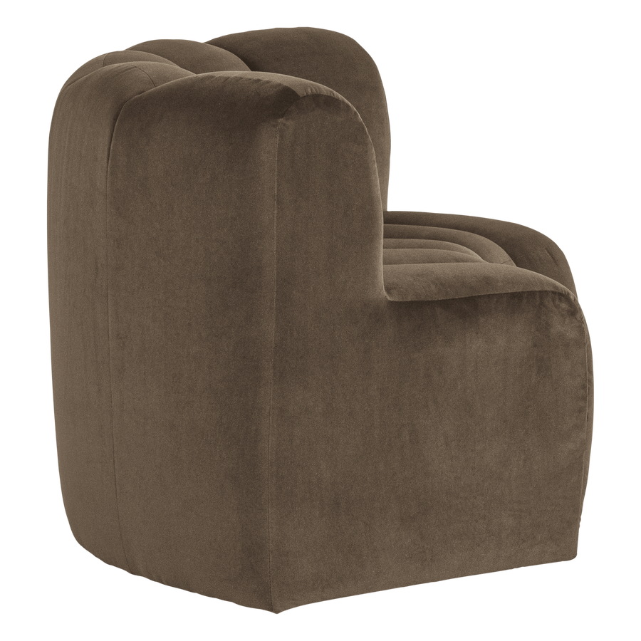 Mojo eetbank halfronde hoek rugleuning velvet taupe