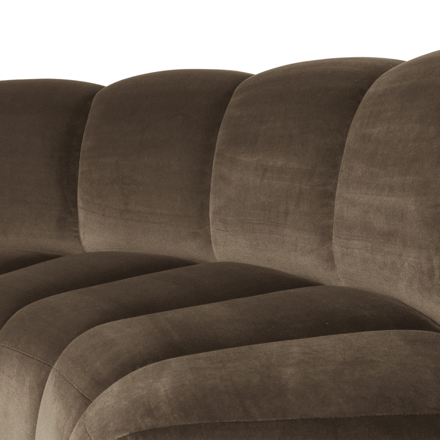 Mojo eetbank halfronde hoek rugleuning velvet taupe