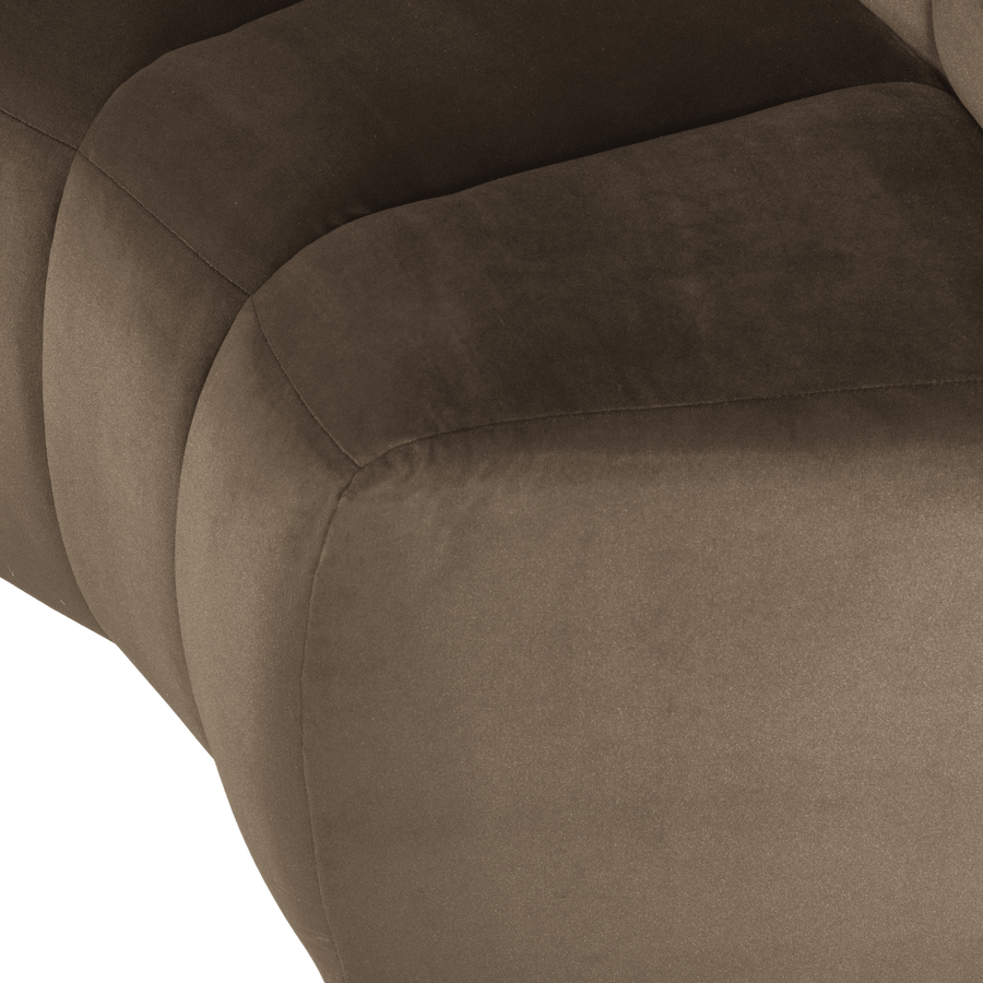 Mojo eetbank halfronde hoek rugleuning velvet taupe