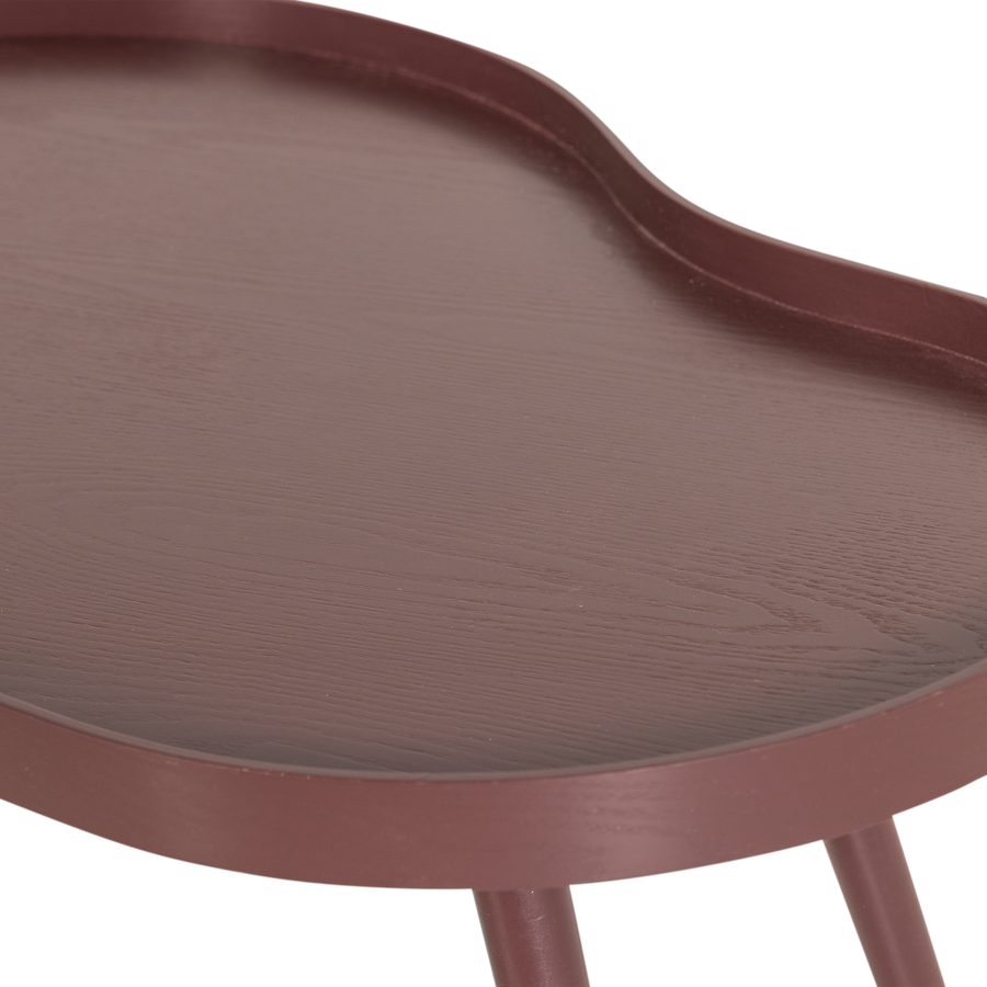 Mae bijzettafel organisch langwerpig mdf/grenen bordeauxrood