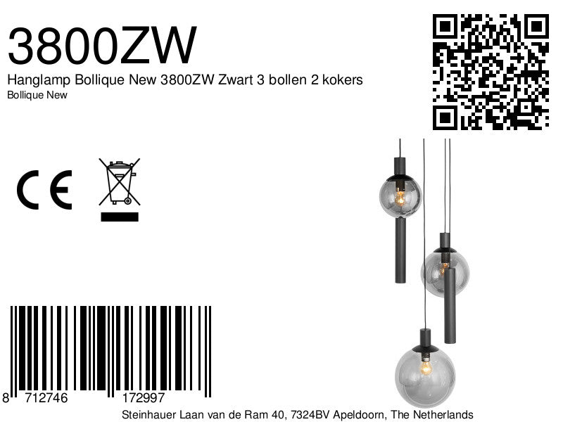 Hanglamp Bollique 3800ZW Zwart