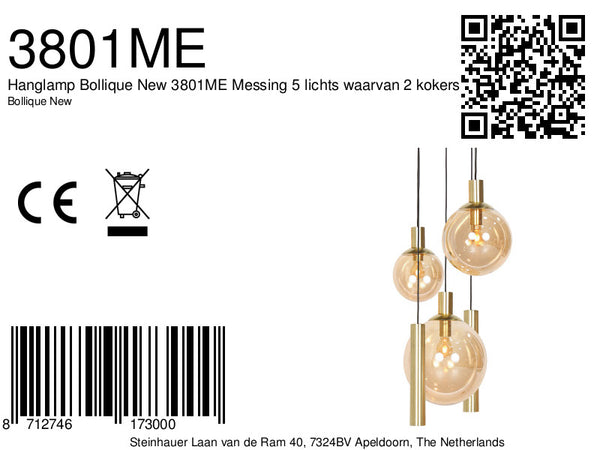 Hanglamp Bollique 3801ME messing