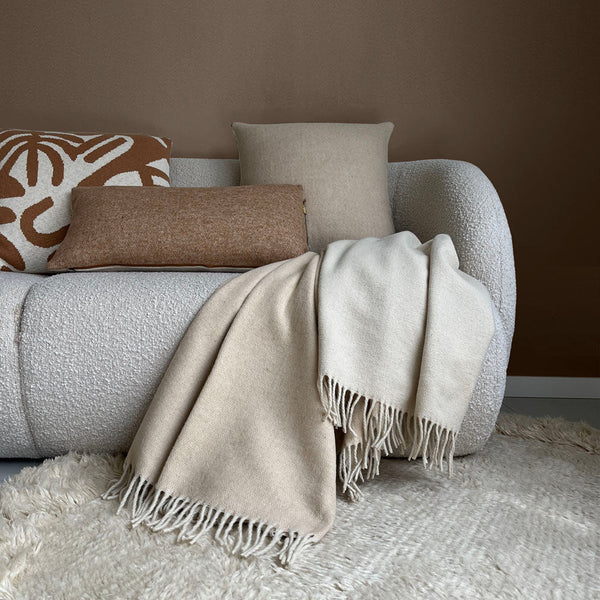 Malagoon sierkussen beige omkeerbaar - 50x50cm gerecyclede wol