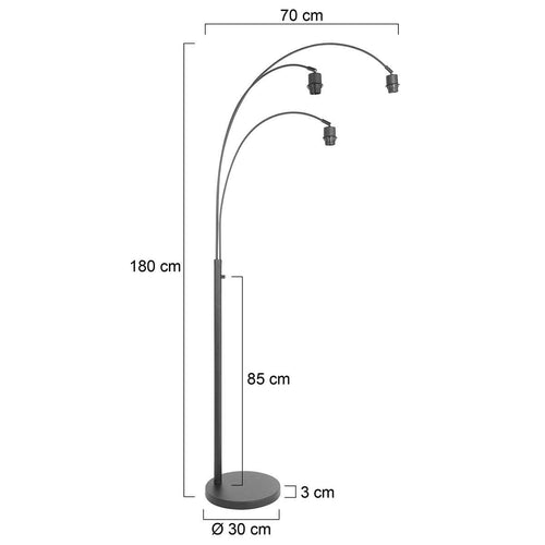 3 lichts vloerlamp sparkled light 3821zw zonder kappen