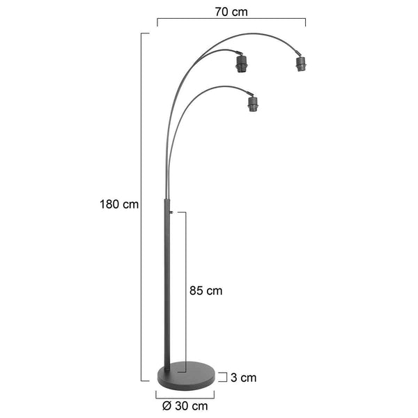 3 lichts vloerlamp sparkled light 3821zw zonder kappen