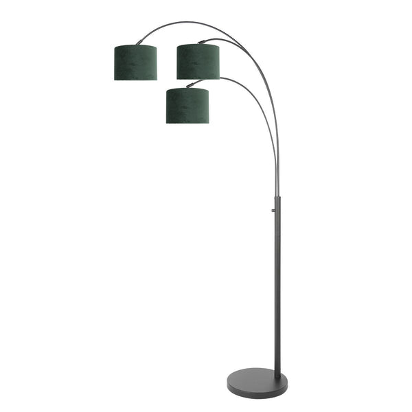 3 Lichts vloerlamp Sparkled Light 3827ZW met groen velours kappen