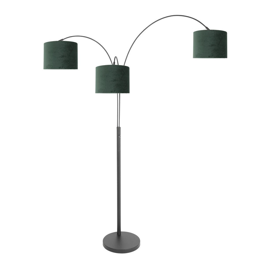 3 Lichts vloerlamp Sparkled Light 3827ZW met groen velours kappen