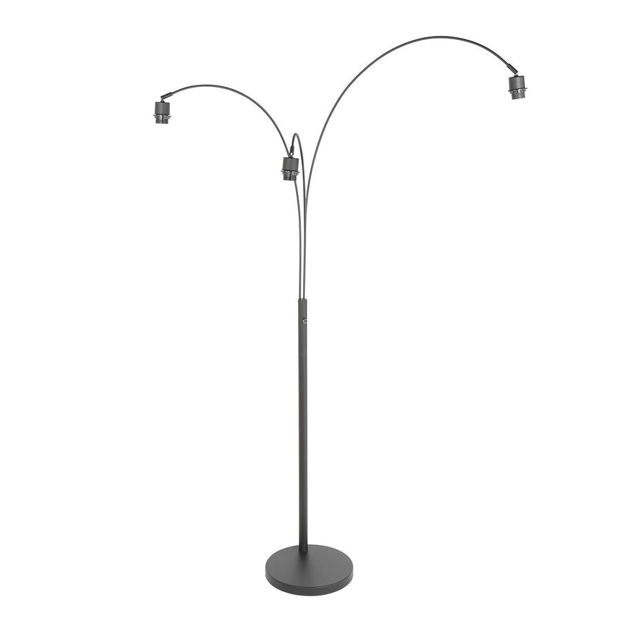 3 Lichts vloerlamp Sparkled Light 3829ZW met naturel / zwart bamboe kappen