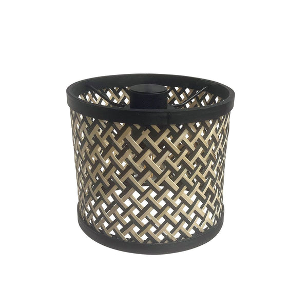 3 Lichts vloerlamp Sparkled Light 3829ZW met naturel / zwart bamboe kappen