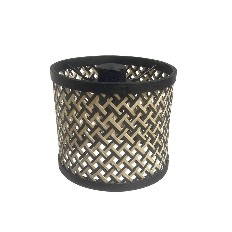 3 Lichts vloerlamp Sparkled Light 3829ZW met naturel / zwart bamboe kappen
