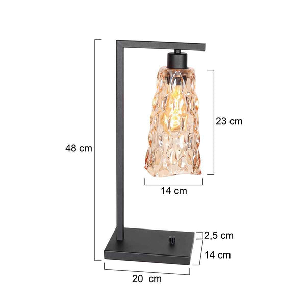 Tafellamp Vidrio 3837ZW amber geel glas