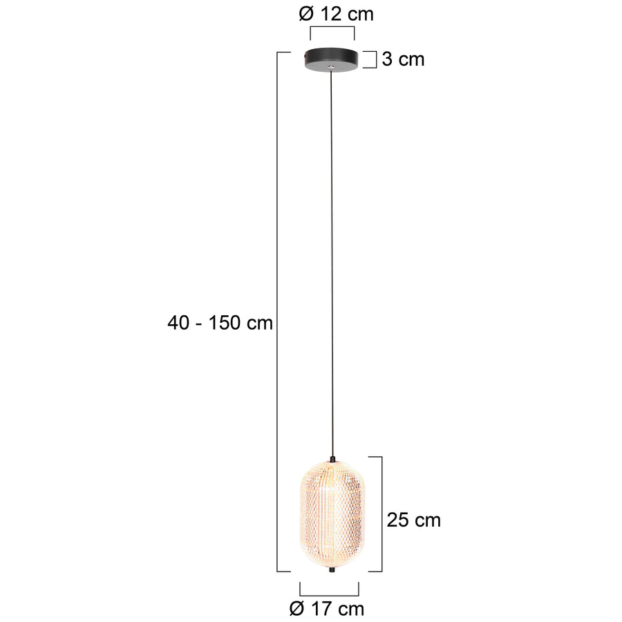 Hanglamp geripu 3840zw ø15cm geribbeld kunststof met led module