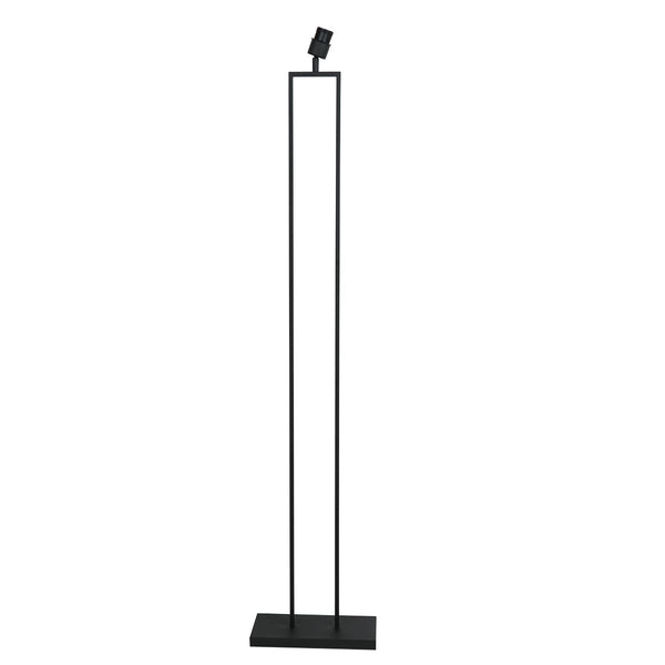 Zwarte staande lamp Stang 3852ZW met E27 fitting en grijs linnen kap