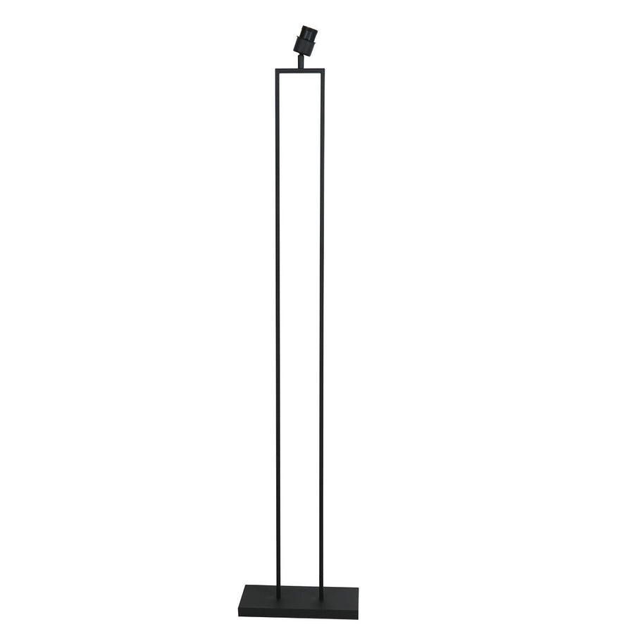 Zwarte staande lamp Stang 3852ZW met E27 fitting en grijs linnen kap