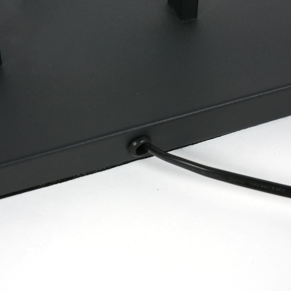 Zwarte staande lamp Stang 3852ZW met E27 fitting en grijs linnen kap