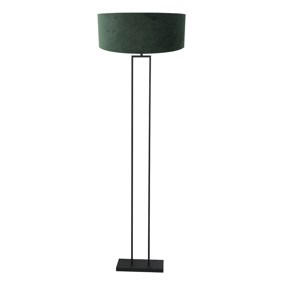 Zwarte vloerlamp stang 3853zw met groene velours kap ø50
