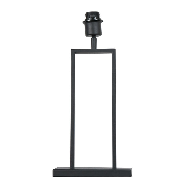 Zwarte tafellamp Stang 3858ZW met E27 fitting en grijs velours stoffen kap