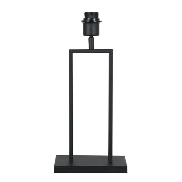 Zwarte tafellamp Stang 3858ZW met E27 fitting en grijs velours stoffen kap