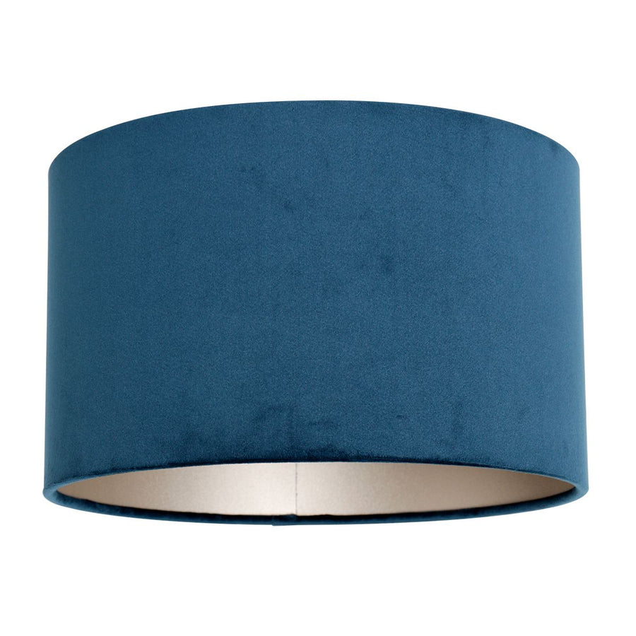 Zwarte tafellamp Stang 3863ZW met E27 fitting en blauw velours stoffen kap