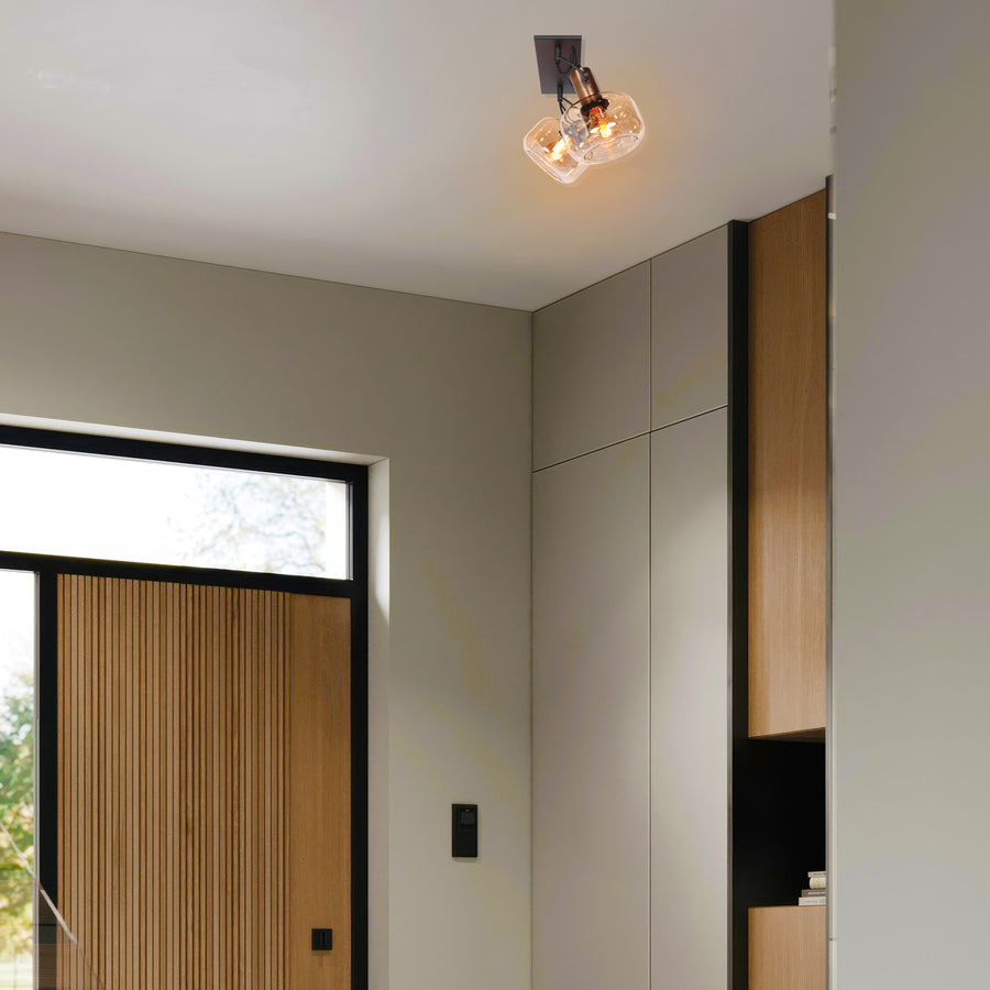 Wandlamp Glaslic 3865BR Brons met amber glas