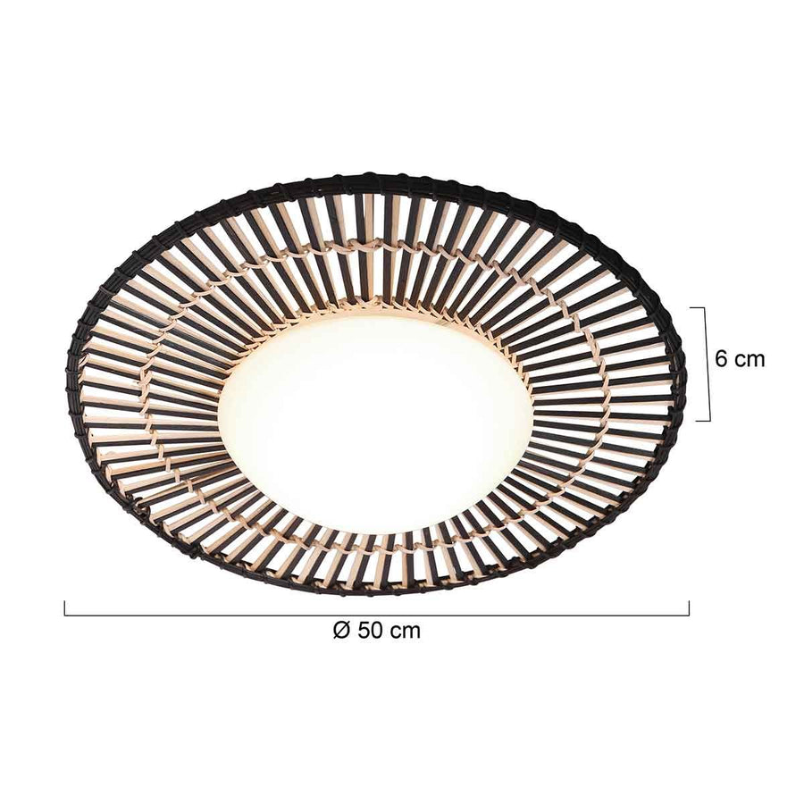 Zwart / bamboe plafondlamp Aura Ø50 cm 3866ZW met 4 standen functie