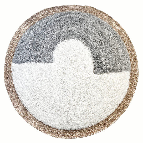 Malagoon vloerkleed nimba - gebroken wit - ø 120cm 100% wol, jute rand