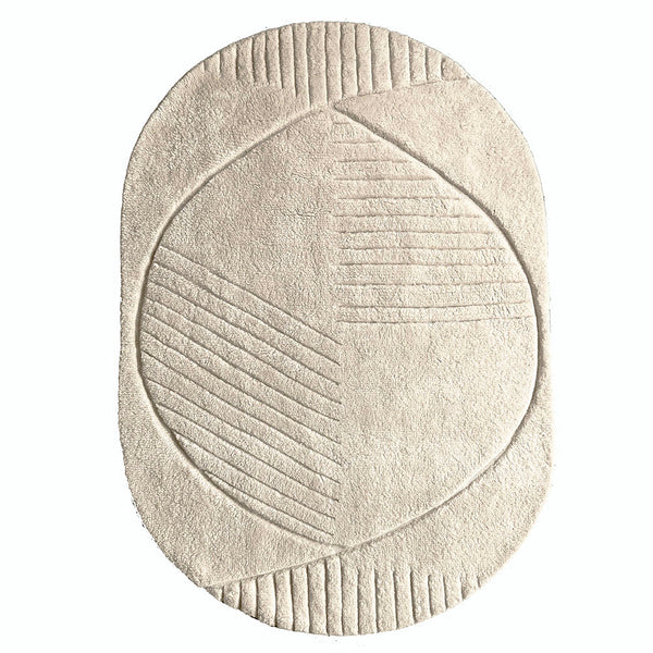 Malagoon vloerkleed oval funky - crèmewit - 157x238cm 100% wol