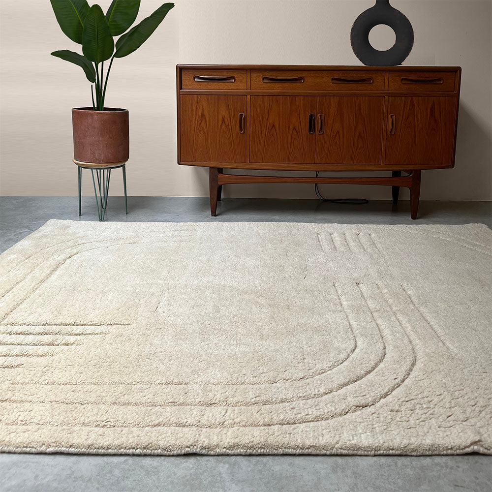 Malagoon vloerkleed deco line - crèmewit - 160x230cm 100% wol