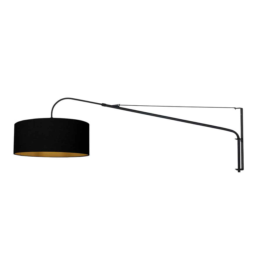 Zwarte wandlamp Elegant Classy 3958ZW met zwart linnen kap