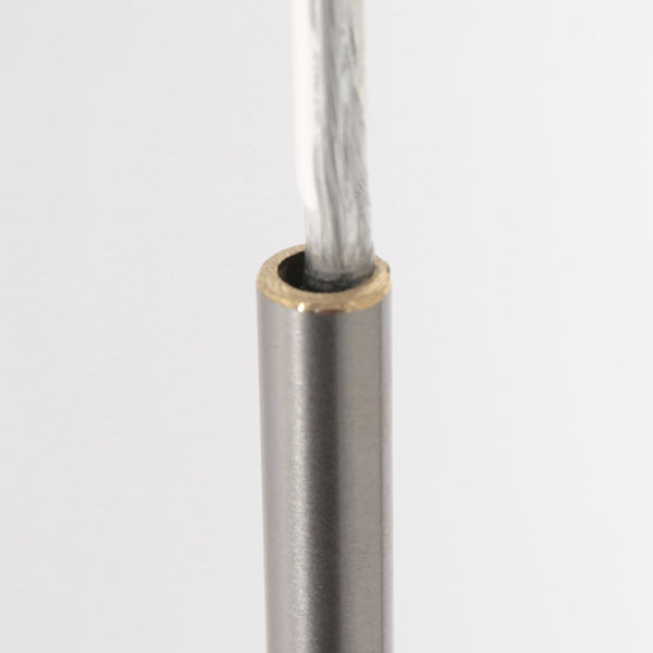 Staalkleurige hanglamp Sparkled Light 3959ST met zwart linnen kap